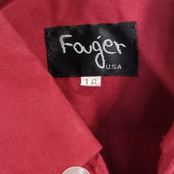 Fouger Boys Red Long Sleeve Button Down/Dress Shirt Size 16 - Picture 2 of 5